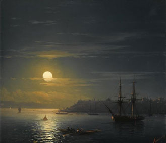 View of Constantinople in moonlight