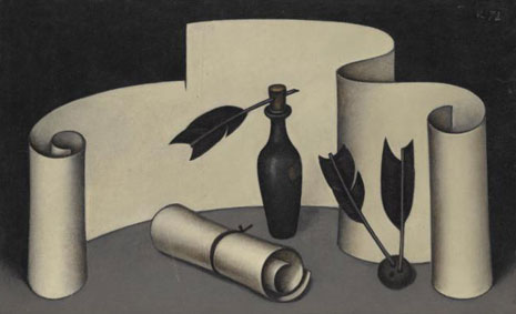 Still life with scrolls