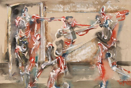 Group of three paintings