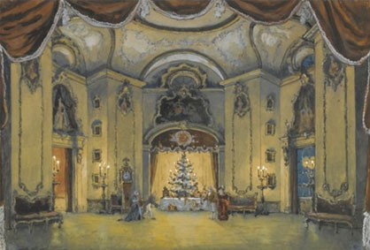 Set design for act I of the Nutcracker