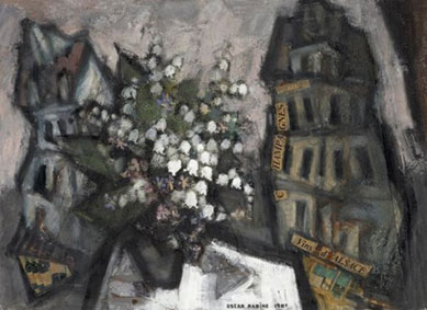 Bouquet de fleurs dans un paysage urbain