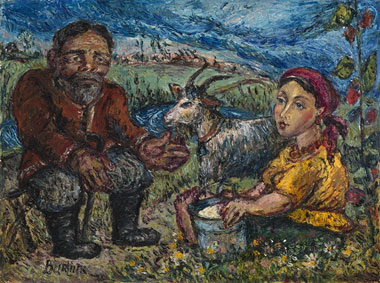Couple with a goat