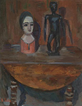 Still life with bust and African sculpture