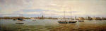 Panorama of the Neva River Left Embankment and the Strelka of Vasilievkii Island, St. Petersburg