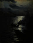 Fishing boat going out to sea at night