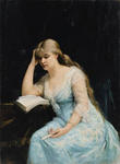 Portrait of a young woman reading