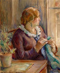 Woman at her embroidery
