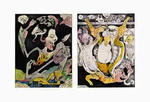 Two illustrations for The Beasts of St Anthony: Metaphysical beast; and A pig